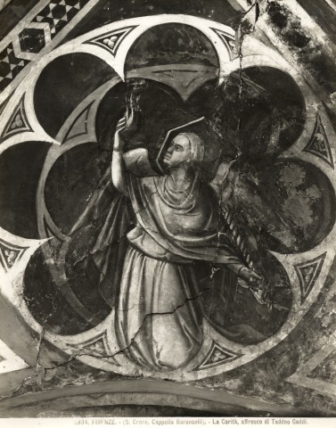 Brogi — Firenze. - (S. Croce, Cappella Baroncelli). La Carità, affresco di Taddeo Gaddi. — particolare